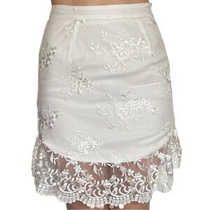 NBD White Floral Lace Pencil Skirt M